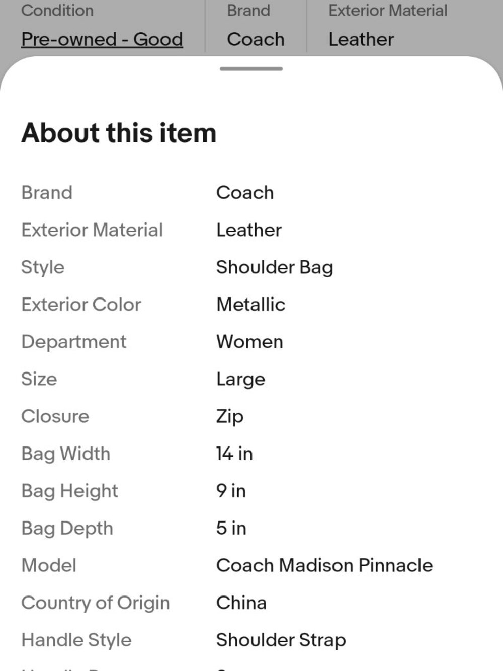 Coach RARE Madison Pinnacle Embossed Python Eva Shoulder Bag - Picture 16 of 16